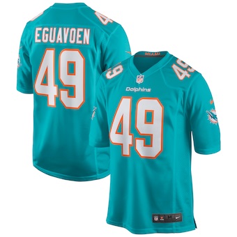 mens nike sam eguavoen aqua miami dolphins game jersey